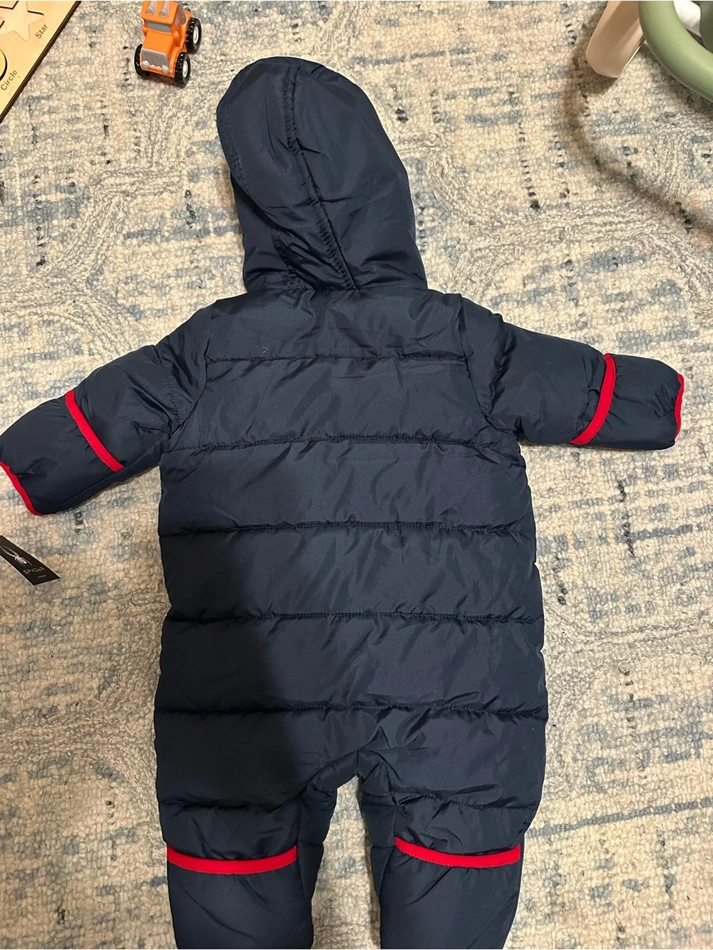 Spyder Navy and Red Puffer One-Piece Snowsuit for Kids - Hooded